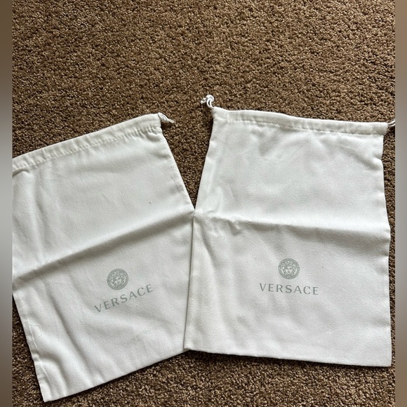 Set Of 2 Authentic White Versace Drawstring Dust Bag Cover 11x 14 inches - Picture 1 of 4